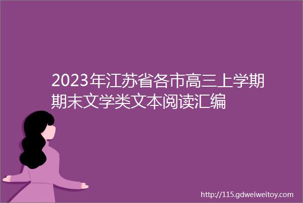2023年江苏省各市高三上学期期末文学类文本阅读汇编